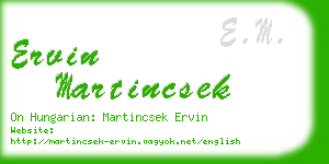 ervin martincsek business card